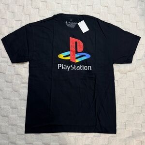 Playstation Men’s Black Graphic Tee T-Shirt Original Retro Logo Ripple Junction